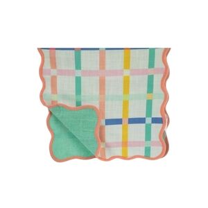 Pastel Plaid Scalloped Table Runner NWT